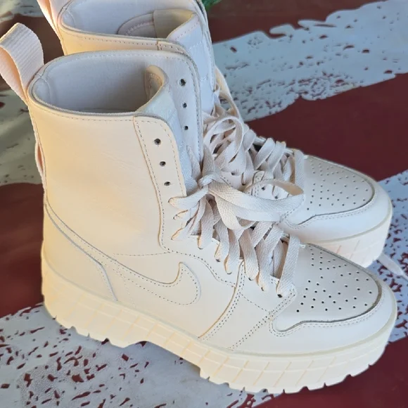 Stylish Cream High-Top Sneakers - Picture 2 of 5